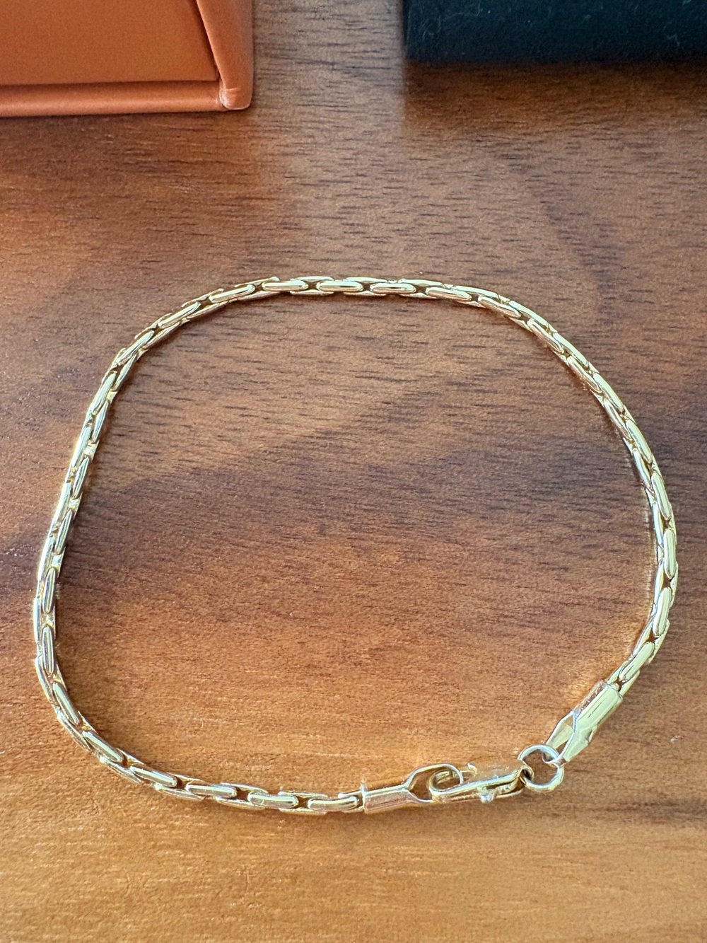 Gold Tone Unisex Spiga Wheat Chain Bracelet With Box